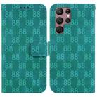 For Samsung Galaxy S22 Ultra 5G Double 8-shaped Embossed Leather Phone Case(Green) - 1