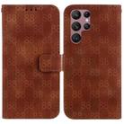 For Samsung Galaxy S22 Ultra 5G Double 8-shaped Embossed Leather Phone Case(Brown) - 1