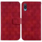 For Samsung Galaxy A02 / M02 4G Indian Double 8-shaped Embossed Leather Phone Case(Red) - 1
