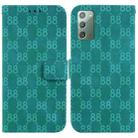 For Samsung Galaxy Note20 Double 8-shaped Embossed Leather Phone Case(Green) - 1