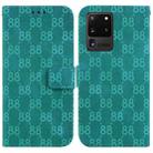 For Samsung Galaxy S20 Ultra Double 8-shaped Embossed Leather Phone Case(Green) - 1