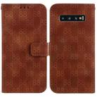 For Samsung Galaxy S10+ Double 8-shaped Embossed Leather Phone Case(Brown) - 1