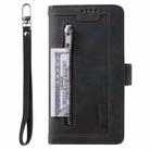 For iPhone 16 Pro Max Nine Card Zipper Bag Leather Phone Case with Lanyard(Black) - 2