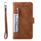 For iPhone 16 Pro Max Nine Card Zipper Bag Leather Phone Case with Lanyard(Brown) - 2