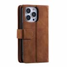 For iPhone 16 Pro Max Nine Card Zipper Bag Leather Phone Case with Lanyard(Brown) - 3