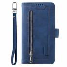 For iPhone 16 Pro Max Nine Card Zipper Bag Leather Phone Case with Lanyard(Blue) - 2