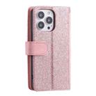 For iPhone 16 Pro Max Nine Card Zipper Bag Leather Phone Case with Lanyard(Pink) - 3