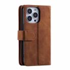 For iPhone 16 Pro Nine Card Zipper Bag Leather Phone Case with Lanyard(Brown) - 3