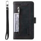 For iPhone 16 Plus Nine Card Zipper Bag Leather Phone Case with Lanyard(Black) - 2