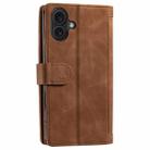 For iPhone 16 Plus Nine Card Zipper Bag Leather Phone Case with Lanyard(Brown) - 3