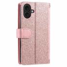 For iPhone 16 Plus Nine Card Zipper Bag Leather Phone Case with Lanyard(Pink) - 3