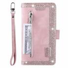 For iPhone 16 Nine Card Zipper Bag Leather Phone Case with Lanyard(Pink) - 2