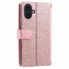 For iPhone 16 Nine Card Zipper Bag Leather Phone Case with Lanyard(Pink) - 3