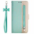 For iPhone 15 Pro Lace Pattern Double Button Zipper Leather Phone Case with Lanyard(Green) - 2