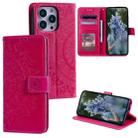 For iPhone 15 Pro Max Totem Flower Embossed Leather Phone Case(Red) - 1