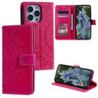 For iPhone 15 Pro Totem Flower Embossed Leather Phone Case(Red) - 1