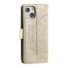 For iPhone 15 Totem Flower Embossed Leather Phone Case(Gold) - 3