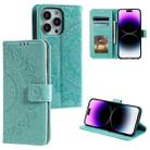 For iPhone 16 Pro Max Totem Flower Embossed Leather Phone Case(Green) - 1