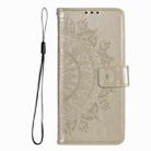 For iPhone 16 Pro Max Totem Flower Embossed Leather Phone Case(Gold) - 2