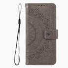 For iPhone 16 Pro Max Totem Flower Embossed Leather Phone Case(Grey) - 2