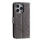 For iPhone 16 Pro Max Totem Flower Embossed Leather Phone Case(Grey) - 3