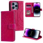 For iPhone 16 Pro Max Totem Flower Embossed Leather Phone Case(Red) - 1