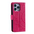 For iPhone 16 Pro Max Totem Flower Embossed Leather Phone Case(Red) - 3