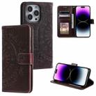 For iPhone 16 Pro Max Totem Flower Embossed Leather Phone Case(Brown) - 1