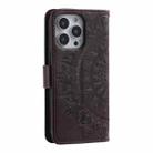 For iPhone 16 Pro Max Totem Flower Embossed Leather Phone Case(Brown) - 3