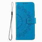 For iPhone 16 Pro Max Totem Flower Embossed Leather Phone Case(Blue) - 2