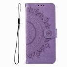 For iPhone 16 Pro Max Totem Flower Embossed Leather Phone Case(Purple) - 2