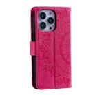 For iPhone 16 Pro Totem Flower Embossed Leather Phone Case(Red) - 3