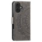 For iPhone 16 Plus Totem Flower Embossed Leather Phone Case(Grey) - 3