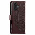 For iPhone 16 Plus Totem Flower Embossed Leather Phone Case(Brown) - 3