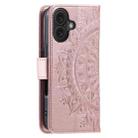 For iPhone 16 Plus Totem Flower Embossed Leather Phone Case(Rose Gold) - 3