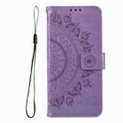 For iPhone 16 Plus Totem Flower Embossed Leather Phone Case(Purple) - 2