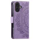 For iPhone 16 Plus Totem Flower Embossed Leather Phone Case(Purple) - 3