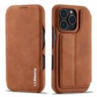 LC.IMEEKE Hon Ancient Series Flip Leather Phone Case For iPhone 15(Brown) - 2