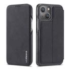 LC.IMEEKE Hon Ancient Series Flip Leather Phone Case For iPhone 15 Plus(Black) - 1
