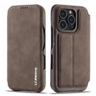 LC.IMEEKE Hon Ancient Series Flip Leather Phone Case For iPhone 15 Plus(Coffee) - 2