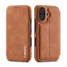 LC.IMEEKE Hon Ancient Series Flip Leather Phone Case For iPhone 15 Pro(Brown) - 2