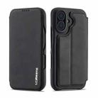 For iPhone 16 LC.IMEEKE Hon Ancient Series Flip Leather Phone Case(Black) - 2