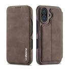 LC.IMEEKE Hon Ancient Series Flip Leather Phone Case For iPhone 15 Pro Max(Coffee) - 2