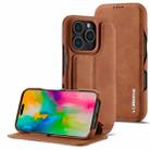 For iPhone 15 Pro Max LC.IMEEKE Hon Ancient Series Flip Leather Phone Case(Brown) - 1