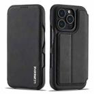 For iPhone 15 Pro LC.IMEEKE Hon Ancient Series Flip Leather Phone Case(Black) - 2