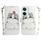 For OnePlus Nord 3 3D Colored Horizontal Flip Leather Phone Case(Cute Cat) - 1