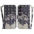 For Sony Xperia 1 VII 3D Colored Horizontal Flip Leather Phone Case(Hug Cat) - 1