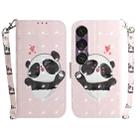 For Sony Xperia 1 VII 3D Colored Horizontal Flip Leather Phone Case(Heart Panda) - 1