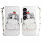 For Sony Xperia 1 VII 3D Colored Horizontal Flip Leather Phone Case(Cute Cat) - 1