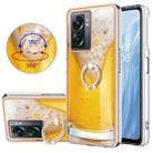 For OnePlus Nord N300 Electroplating Dual-side IMD Phone Case with Ring Holder(Draft Beer) - 1